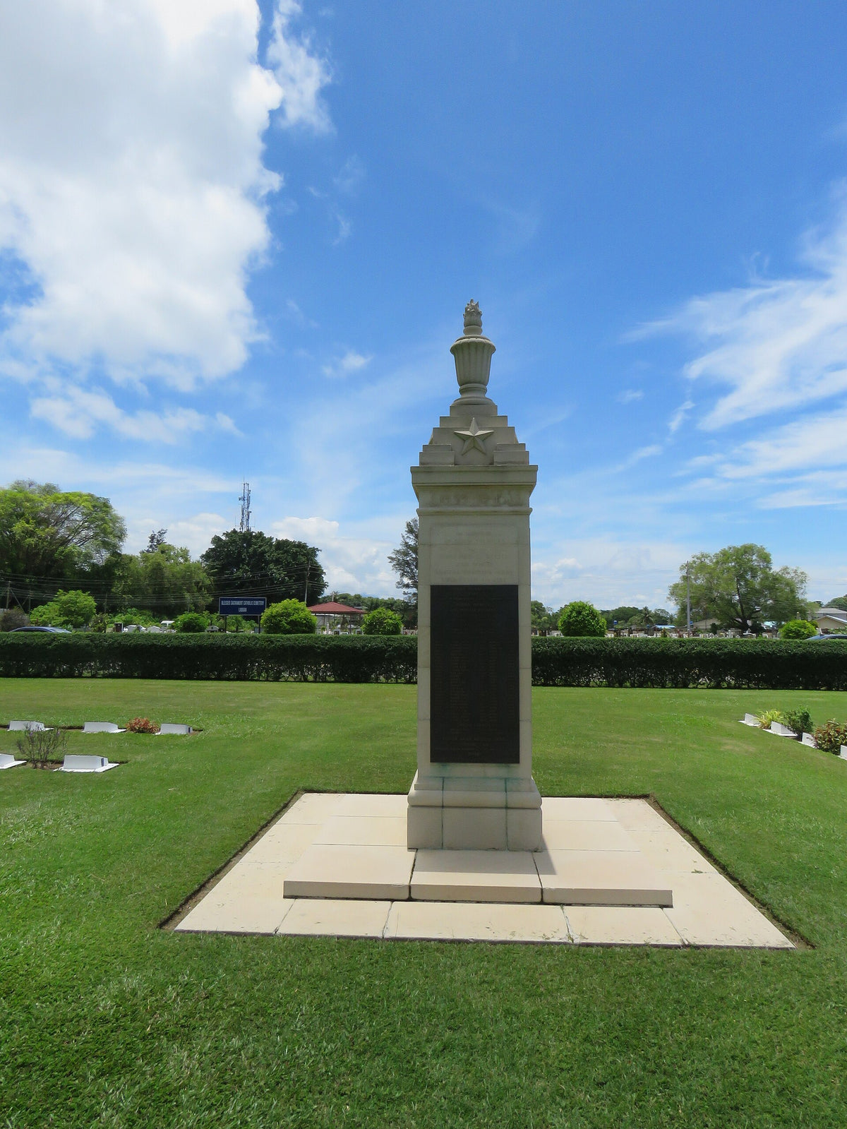 Memorial and landscaped grounds at Labuan War Cemetery