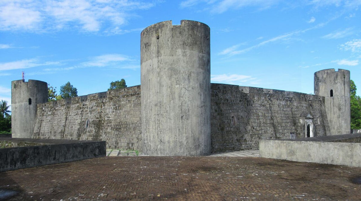 Stone walls and towers of Fort Belgica on Banda Neira