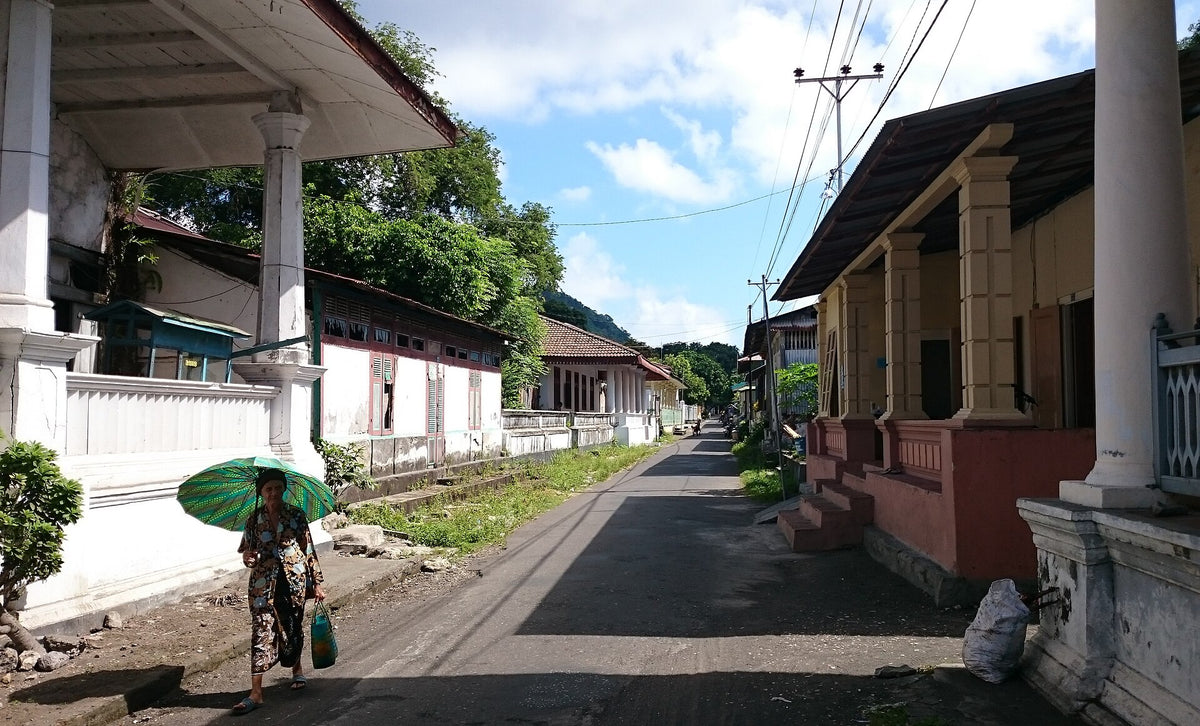Street and traditional buildings beside Rumah Budaya Banda on Banda Neira