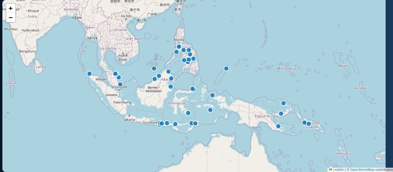 Map of Coral Triangle destinations