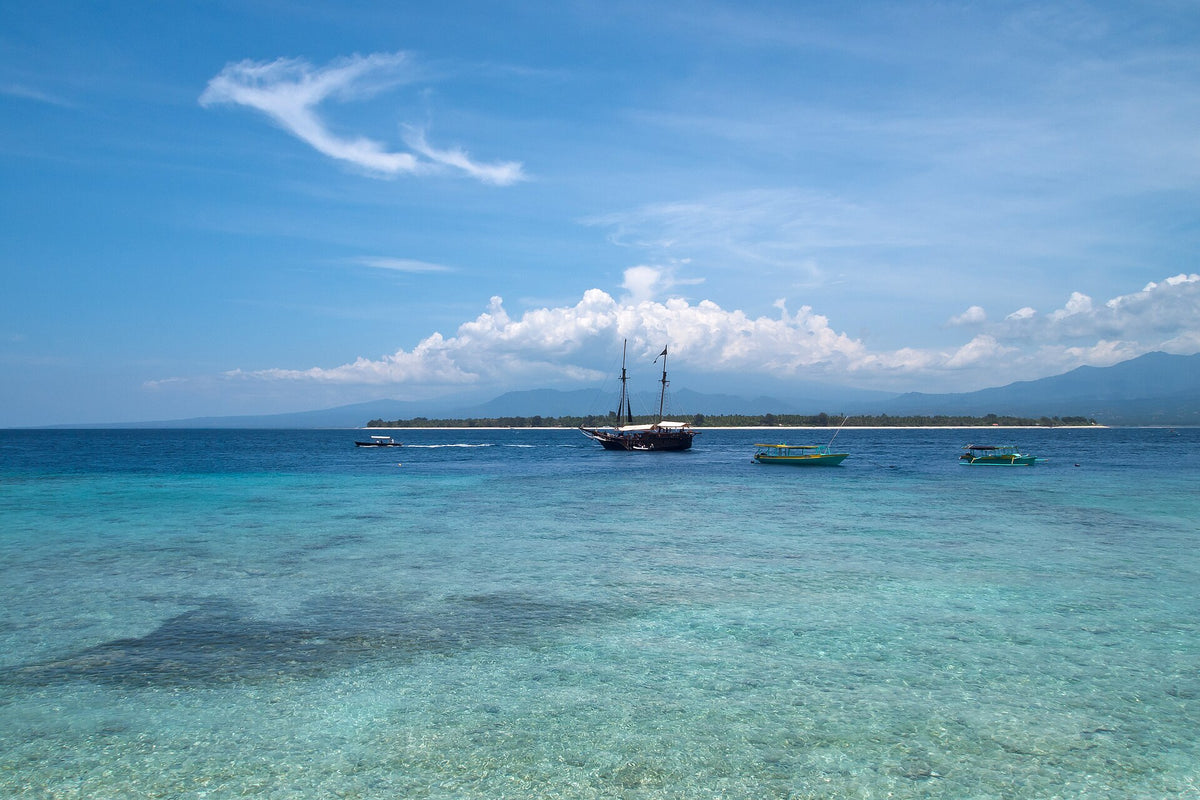 Gili Air seen across clear water from Gili Meno