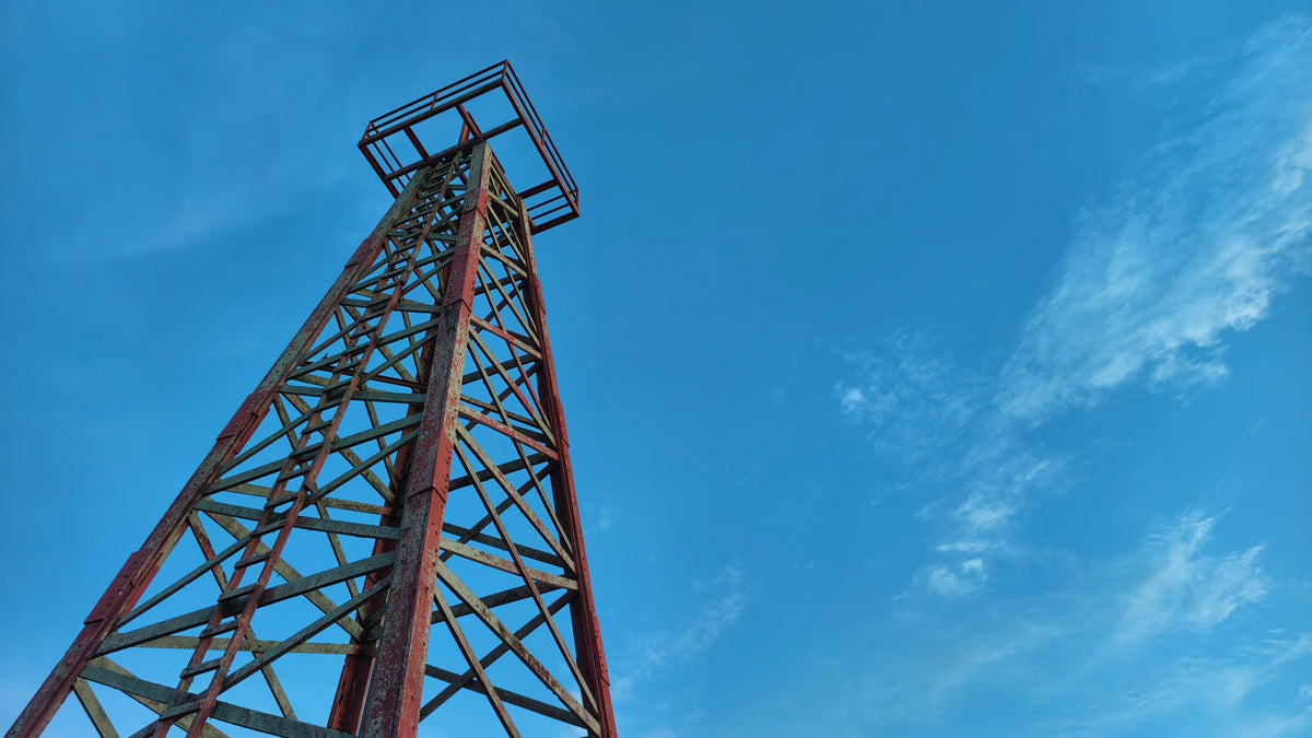 Historic Grand Old Lady oil derrick against the sky in Miri, Sarawak, Malaysia