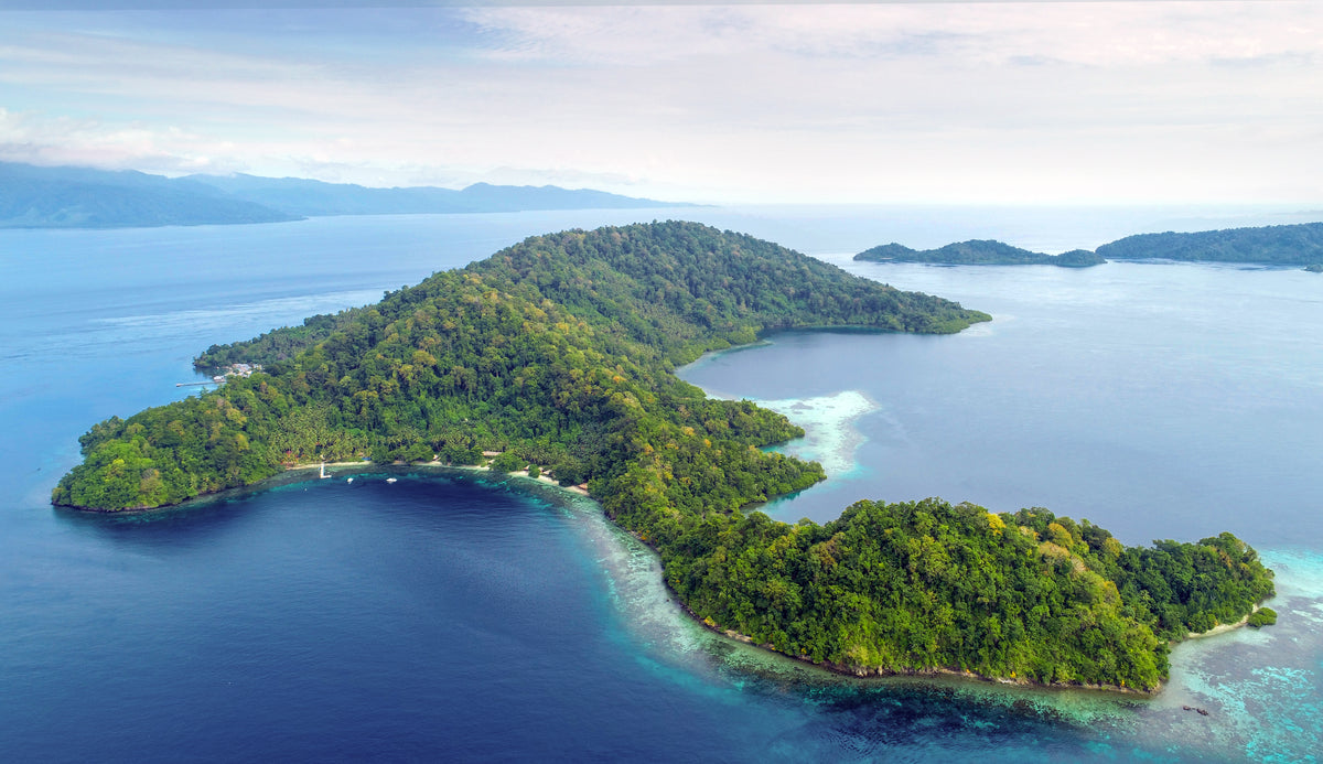 Aerial view of Sali Island in South Halmahera