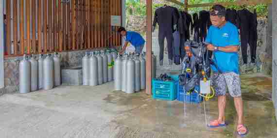 Dive center and filling station at Thalassa Lembeh