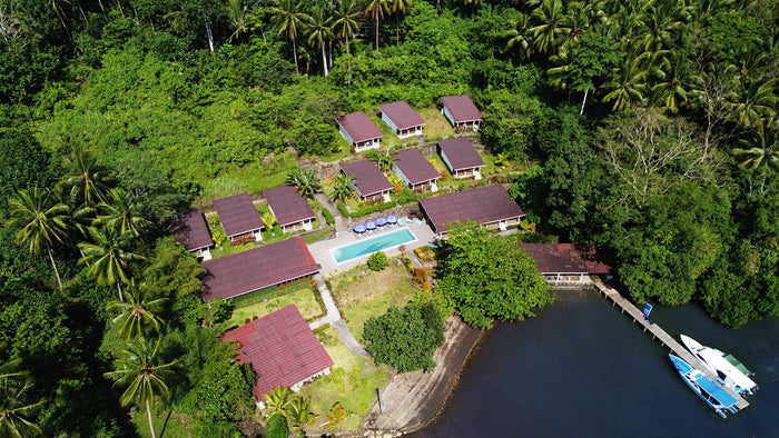 Aerial view of Thalassa Dive Resort Lembeh