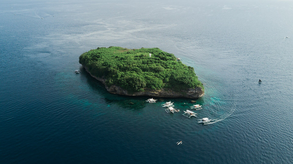 Aerial view of Pescador Island off Moalboal, Cebu